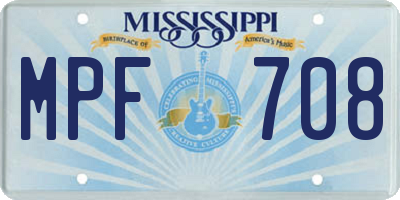 MS license plate MPF708