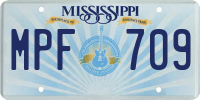 MS license plate MPF709
