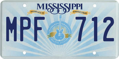 MS license plate MPF712