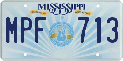 MS license plate MPF713