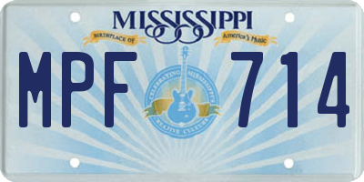 MS license plate MPF714