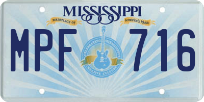 MS license plate MPF716