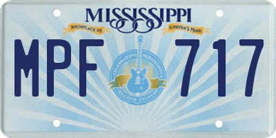 MS license plate MPF717