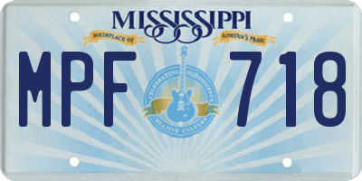 MS license plate MPF718
