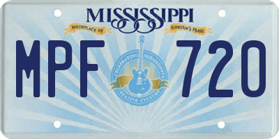 MS license plate MPF720