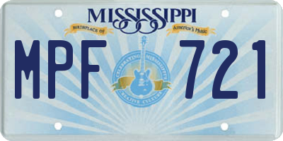 MS license plate MPF721