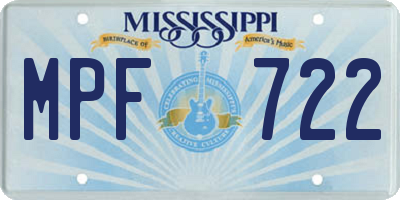 MS license plate MPF722