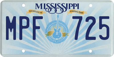 MS license plate MPF725