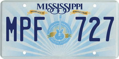 MS license plate MPF727