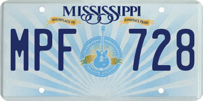 MS license plate MPF728
