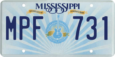 MS license plate MPF731