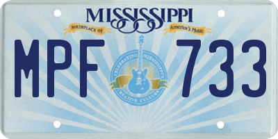 MS license plate MPF733