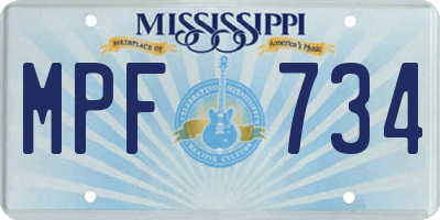 MS license plate MPF734