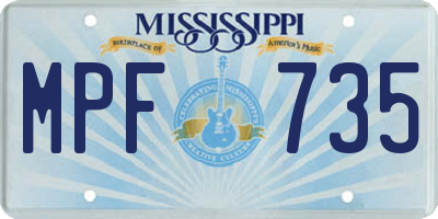 MS license plate MPF735