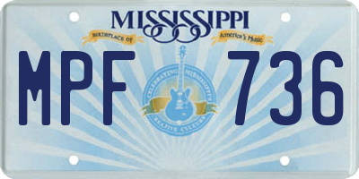 MS license plate MPF736