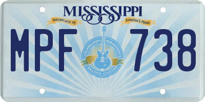 MS license plate MPF738