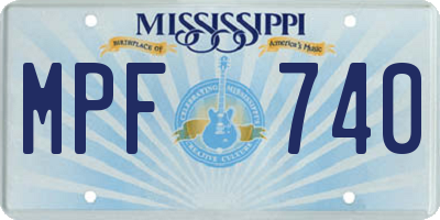 MS license plate MPF740