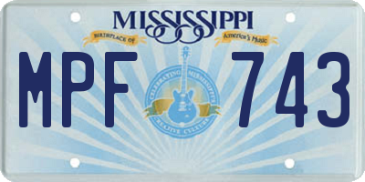 MS license plate MPF743