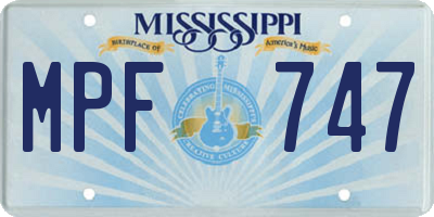 MS license plate MPF747