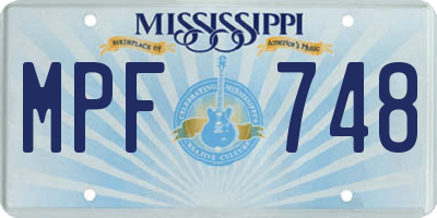 MS license plate MPF748
