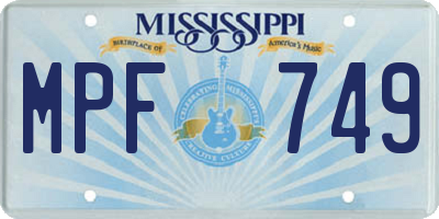 MS license plate MPF749