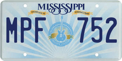 MS license plate MPF752