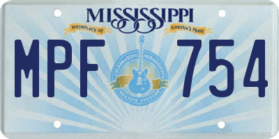 MS license plate MPF754