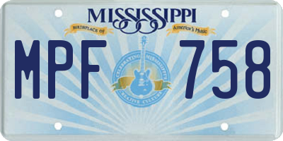MS license plate MPF758