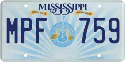 MS license plate MPF759