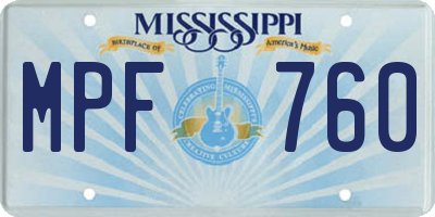 MS license plate MPF760