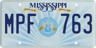 MS license plate MPF763