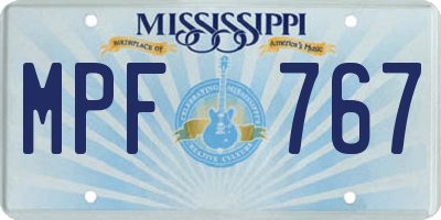 MS license plate MPF767