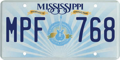 MS license plate MPF768