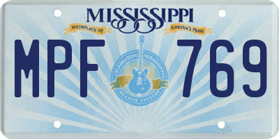 MS license plate MPF769