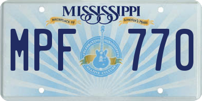 MS license plate MPF770