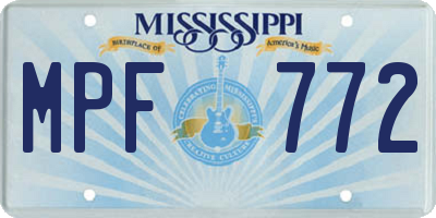 MS license plate MPF772