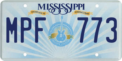 MS license plate MPF773