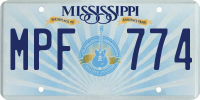 MS license plate MPF774