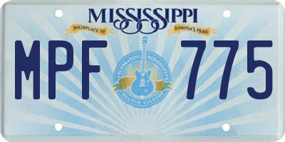 MS license plate MPF775
