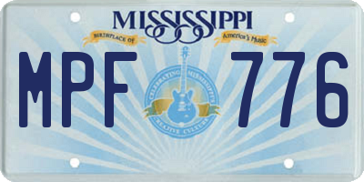 MS license plate MPF776