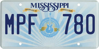 MS license plate MPF780