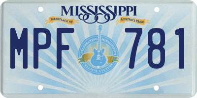MS license plate MPF781