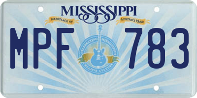 MS license plate MPF783
