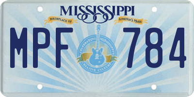 MS license plate MPF784