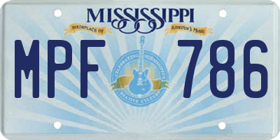 MS license plate MPF786