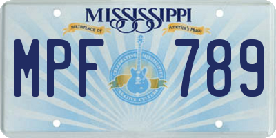 MS license plate MPF789