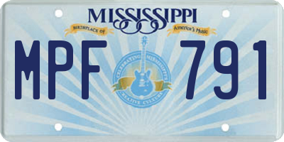 MS license plate MPF791