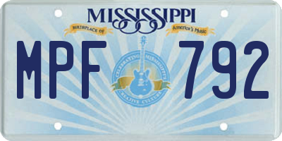 MS license plate MPF792