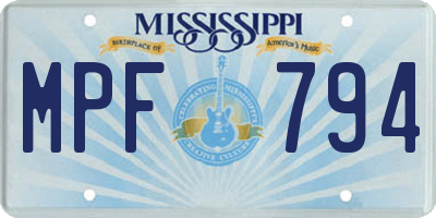MS license plate MPF794