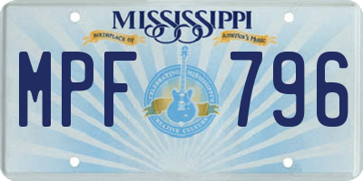 MS license plate MPF796